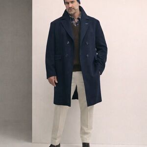 Indochino Newburry 54 Blazer Coat Mens 48 Navy Blue Wool Cashmere